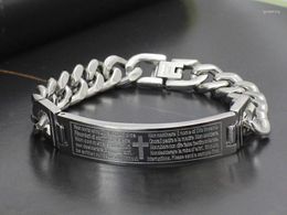 Link Bracelets Tassina Bend Brand Cross Verses Titanium Stain Steel Religious Jesus Bible Bangles Fashion Jewellery For Men TABR-056