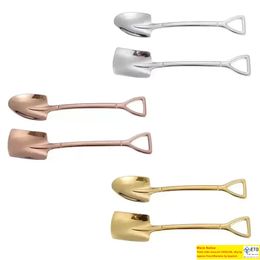 Coffee Spoon Cutlery Set 304 Stainless Steel Retro Iron Shovel Ice Cream Scoop Creative Spoons teaspoon Fashion Tableware