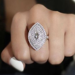 Choucong Brand New Wedding Rings Luxury Jewelry 925 Sterling Silver Marquise Cut White Topaz CZ Diamond Party Eternity Women Engagement Bridal Ring For Lover Gift