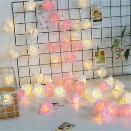 Strings 10/20/40 LEDs Rose Flower String Lights USB/Battery Operated Artificial Garland For Valentine's Day Wedding Party Home