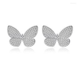 Stud Earrings Women Platinum Butterfly Shiny Elegant Girls Birthday Vintage Creative Fashion Earring Jewellery Gift