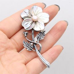 Pendant Necklaces Yachu Natural Shell Pearl Flower Shaped Lady Brooch DIY Necklace Bracelet Jewellery Gift Making Wholesale Size 30x70Mm