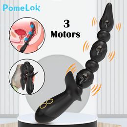 Anal Toys POMELOK 3 motor Vibrator Gay Prostate Massager Beads Butt Plug Male Masturbator Sex for Women Men Adults 230113