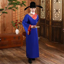 Stage Wear Chinese Traditional Clothing Hanfu Male For Men Drama Cosplay Blue Ancient Minister Costume