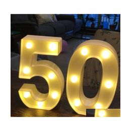 Party Decoration 2Pcs/Set Adt 30/40/50/60 Number Led String Night Light Lamp Happy Birthday Balloon Anniversary Event Supplies Drop Dhtrc