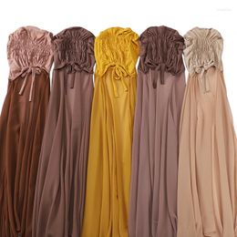 Ethnic Clothing 10pcs/Lot Plain Chiffon Shawl With Jersey Underscarf Cap Islam Inner Scarf Headband Stretch Hijab Cover Headwrap Turbante