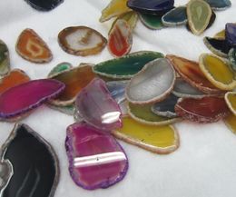 Pendant Necklaces (10pcs/lot) Mix Color Stone Slice/ Drilled Slice