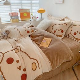 Bedding Sets Cute Comforter 4pcs With Quilt Cover Bedsheet Pillowcase Winter Skin-friendly Warm Home Single Double Size Bed Set