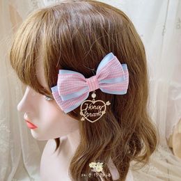 Party Masks Soft Sister Sweet Pinkycolor Lolita Hairpin Japanese Girly Pink Blue Bow Love Heart Lovely Side Clip Daily Cosplay Headwear