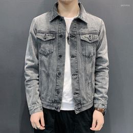 Men's Jackets 2023 Japanese Spring Vintage Denim Jacket Men's Light Blue Lapel Cotton Coat Korean Slim Fashion Casual Plus Size Clothing