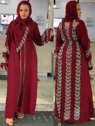 Ethnic Clothing African Dress Women Big Swing Beading Evening Party Dresses Long Sleeve Hijab Abaya Muslim Caftan Marocain Robe