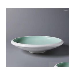 Dishes Plates Ceramic Salad Bowl Creative Western Plate Household Round Dish Highend Tableware In Kitchen Green Thick Grass Drop D Dhda3