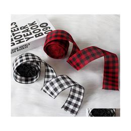 Christmas Decorations Decoration Red Black White Plaid Burlap Ribbon Floral Bows Xmas Tree Gift Wrap Ribbons Crafts Baby Shower Wrea Dhd5R