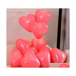 Party Decoration 100Pcs Ruby Red Latex Balloons Love Heart Inflatable Air Helium Balloon Valentines Day Marriage Wedding Decor Suppl Dhcbg