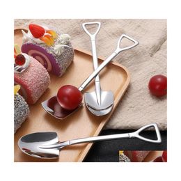 Spoons 304 Stainless Steel Spoon Mini Shovel Shape Coffee Cake Ice Cream Desserts Scoop Fruits Watermelon Drop Delivery Home Garden Dhyzl