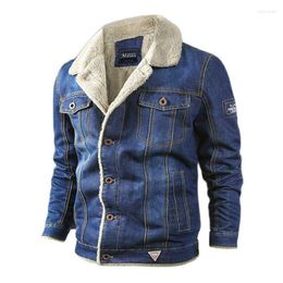 Men's Jackets L-6XL Plus Size Denim Winter Jacket Men Cashmere Velvet Thick Warm Coat Man Oversized Jeans Male Clothing Nice Cotton