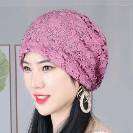 Ethnic Clothing Fashion Women Embroidery Lace Turban Hat Muslim Headwrap Cap Rhinestones Bonnet Hijab Femme Musulman Ready To Wear Inner