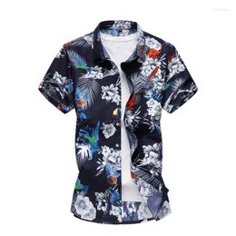 Men's Casual Shirts 20 Styles Summer Shirt Men Short Sleeve Men's Floral Hawaii Male Flower Print Beach Holiday Camisa 6XL 7XL