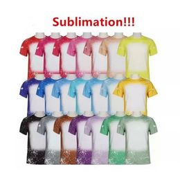 Sublimation party Bleached Shirts Heat Transfer Blank Bleach Shirt Bleached Polyester T-Shirts US Men Women Supplies FS9535 ss0114