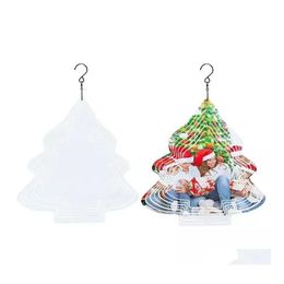 Christmas Decorations 10Inch Aluminium Sublimation Wind Spinner Garden Square Heart Shape Double Sided Blank Printing Drop Delivery H Dhezy