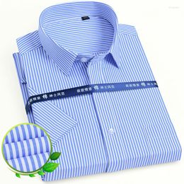 Men's Casual Shirts Men Summer Work Formal Pure Color Button Up Shirt Short Sleeve 40% Cotton 60% Polyester Mens Fashion Clothing Trends