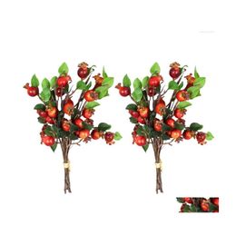 Party Decoration 2Pcs Artificial Pomegranate Branches Lifelike Tree Diy Decor Christmas Home Table Wreath Drop Delivery Garden Festi Dhv14