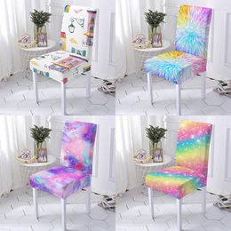 Chair Covers 3D Color Graphic Print Stretch Cover High Back Dustproof Home Dining Room Decor Chairs Living Lounge Bar Stool