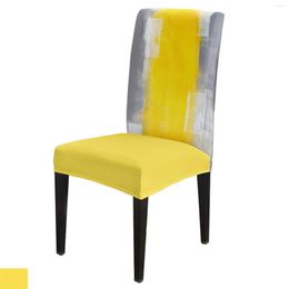 Chair Covers Yellow Grey Abstract Art Oil Painting Texture Cover Dining Spandex Stretch Seat Home Office Desk Case Set