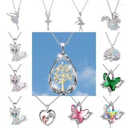 Pendant Necklaces Tree Of Life Necklace Water Drop Crystal For Women Man Trendy Zinc Alloy Jewellery Party Gifts