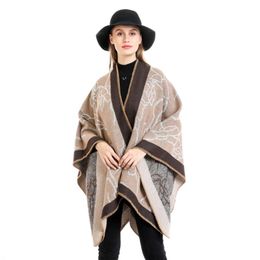 Lenços femininos resumo abstrato de poncho frontal aberto ladies damas outono inverno knited shawls embrulhando casaco de cardigã