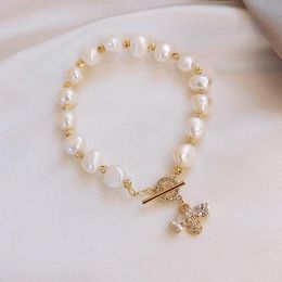 Pearl Inlay Process Zircon Ms Bee Bracelet With High Sense Of Luxury