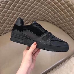 Men Trainer Shoes calf leather Luxurys Designers Sneaker Rubber outsole Black Patent Leathers outdoor casual shoe Sports Trainers rh9181