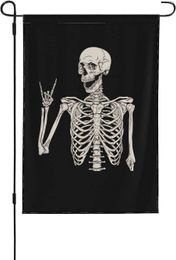 Skeleton Skull Boho Hippie Garden Flags Double Sided, Welcome Summer House Flag Banners for Christmas Decorations 12.5"x18"