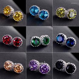 Stud Earrings Small Crystal Classic 8mm Round Stone For Women Korean Style Fashion Young Girl Jewellery Single Cubic Zirconia