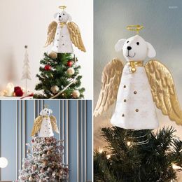 Christmas Decorations Tree Golden Angel Dog Topper Creative Cloth Treetop Hat For Ornaments Holiday Party 2023