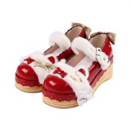 Kleid Lolita Damenschuhe 723 2024 Sandalen Plattform Mittelabsatz Krabbeln Haruku Mädchen Candy Cosplay Pelz Weihnachtsgeschenk