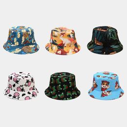 Berets Unisex Double-sided Bucket Hat Spring And Summer Cartoon Frog Animal Design Outdoor Sun Shade Fisherman
