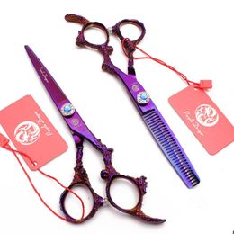 Hair Scissors 9005 5 Jp 440C Purple Dragon Violet Professional Hairdressing Cutting Shears Thinning Salon Dr Dhjje