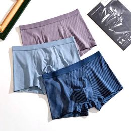 Underpants 3PCS/Lots Mens Underwear Striped Panties Bugle Pouch Seamless Breathable Ropa Interior Para Boxershorts Trunks 3XL