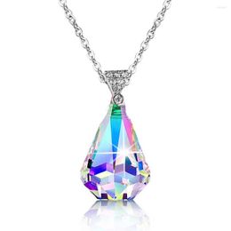 Pendant Necklaces Hermosa Women Jewellery Gift Bling Austrian Crystal Teardrop Chain Length 18.0" 2.0" Inch