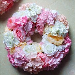 Decorative Flowers SPR 45CM Dia. Wedding Rose Flower Wreath Party Floral Garlands Crown Road Lead For Table Centerpiece Stand