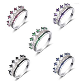 Wedding Rings Seanlov Romantic Crown Silver Colour Blue Red CZ For Women Fashion Green Zirconia Jewellery
