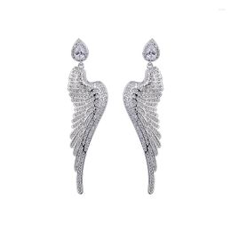 Stud Earrings GAOLAEuropean And American Fashionable Big Exquisite Shiny Zircon Peacock Feather Wedding Dress GLE5556