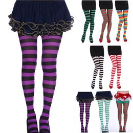 Women Socks Christmas Tights Sexy Striped Colourful Pantyhose Xmas Cosplay Costume Winter Warm Gothic Stockings Wholesale