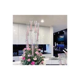 Other Event Party Supplies Decoration Wholesale 10 Arms Long Stemmed Modern Clear Acrylic Tube Hurricane Crystal Candle Holders We Dhbx3