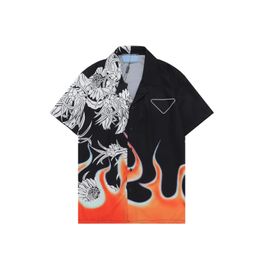 22SS LUXURY Designer Shirts Men's Tiger Letter bowling shirt Casual Shirts Men Slim Fit Short Sleeve Dress M-3XL