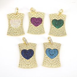 Pendant Necklaces 5PCS Dainty Big Heart Shape Micro Paved Multicolor Zirconia Gold Color Women Jewelry Accessories