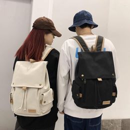 Backpack Men Women's Canvas College Bag Trendy Cool Male Ladie Drawstring Boy Girl Travel School Fashion Women Book