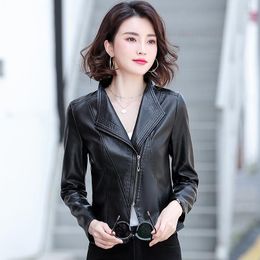 Women's Leather Women's Coat Sheepskin Lady's Jackets Short Slim Oversize Autumn Winter Small Jacket Roupas Femininas Cjk617