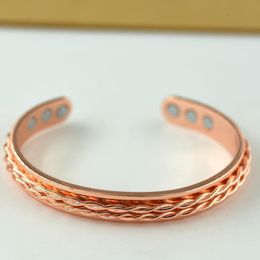 Bangle Jewelry Magnetic Health Bracelet Green Copper Rose Gold Ladies Open